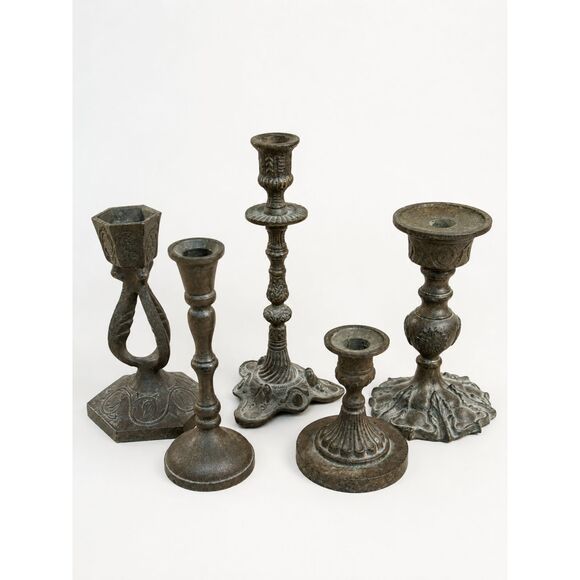 Pottery Barn Other - Pottery Barn Mixed Metal Candlestick Holder Set of 5 French Country Decor
